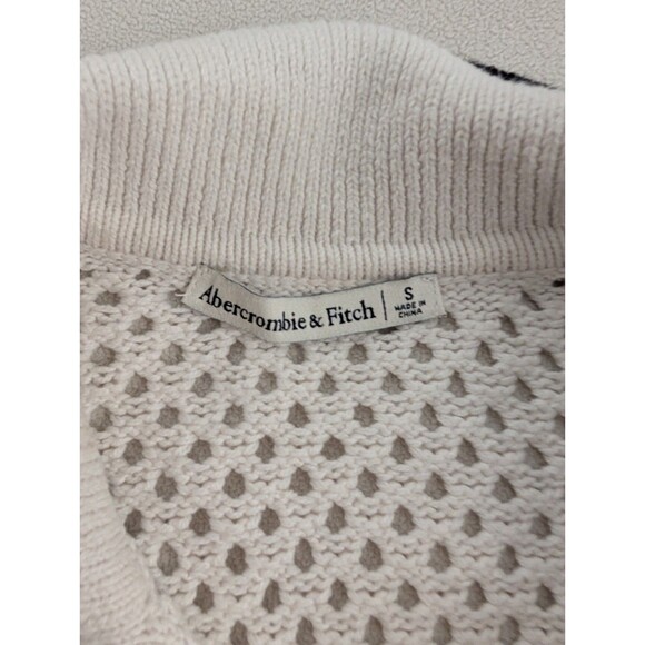 ABERCROMBIE & FITCH Women’s Polo Crochet Button Up Polo White Size S Knit Mesh - Picture 3 of 7